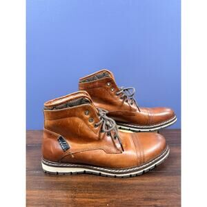 Franco Fortini Blake LaceUp Quilted CapToe Cognac Boots K65792 Vintage Men US 12